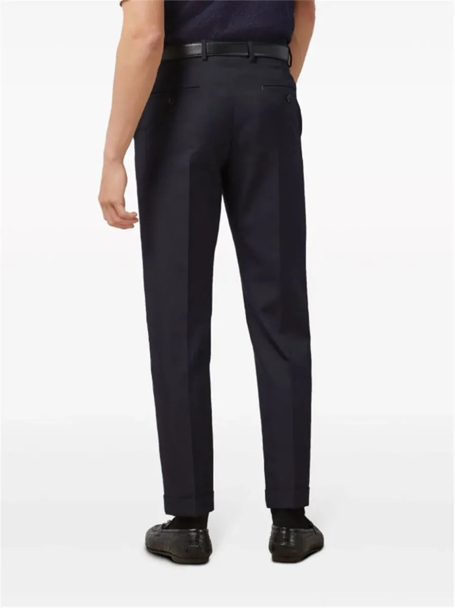 STRAIGHT-LEG WOOL TROUSERS