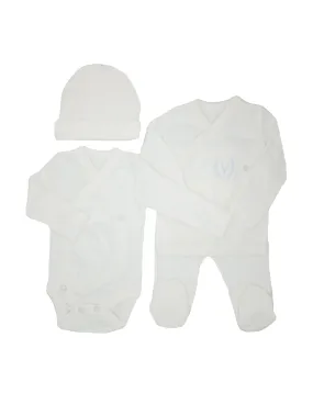 Visara 4 Piece Set Set; Top, Trousers, Bodysuit and Hat - White