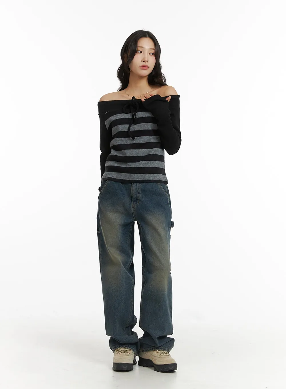 Washed Straight-Leg Jeans CJ417