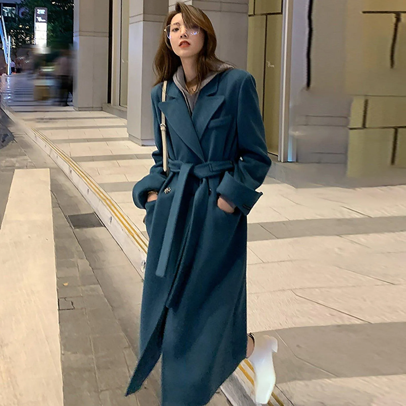 Women Long Wool Coat,Double Breasted Coat,Wool Overcoat,Winter Coat Women,Blue Wool Long Coat,Black Long Wool Coat,Wrap Wool Coat,Outerwear