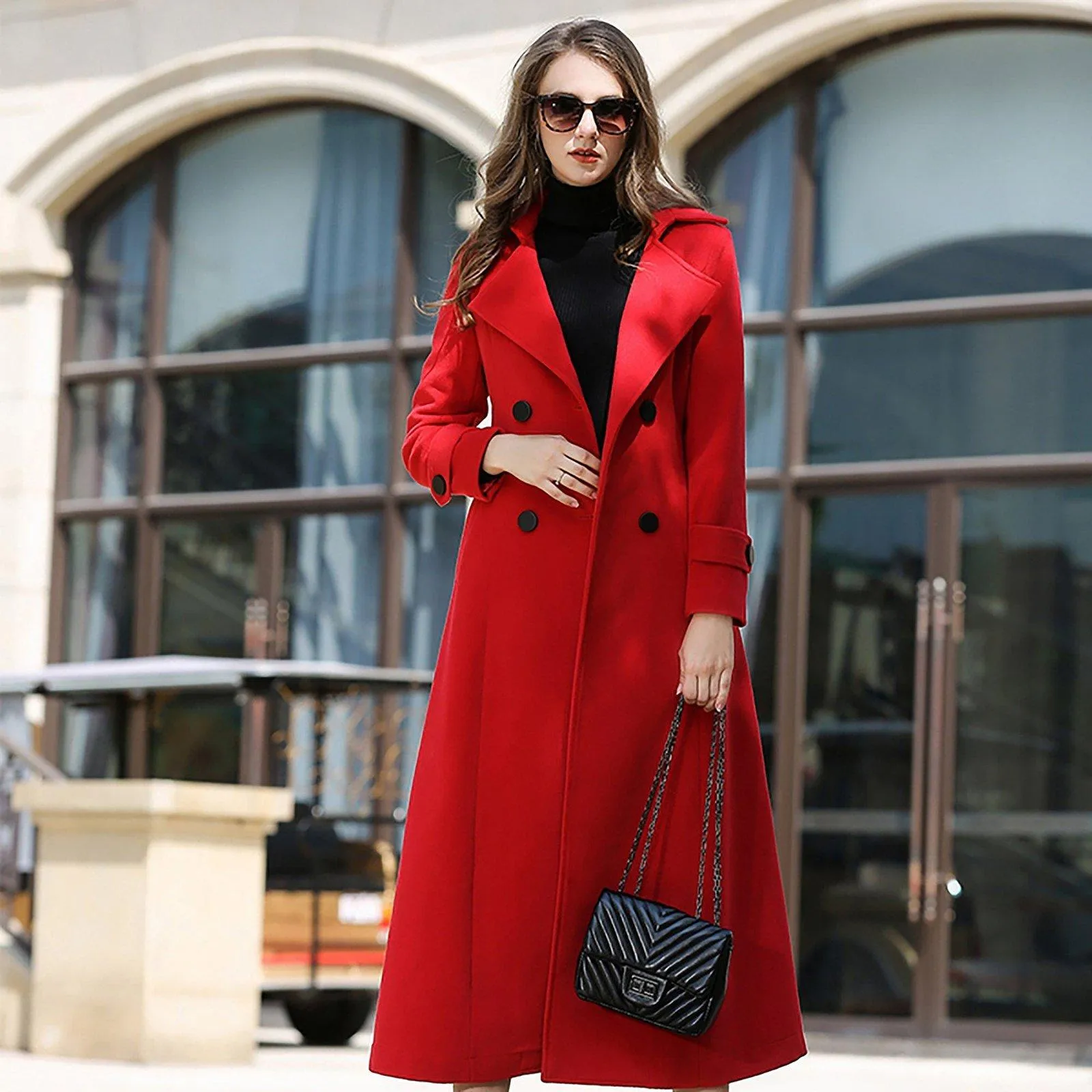 Women Red Wool Long Coat,Custom wool Coat for women Double Breasted Coat Winter Woolen Coat Cashmere Overcoat,Wool Blend Coat,Wool Outerwear