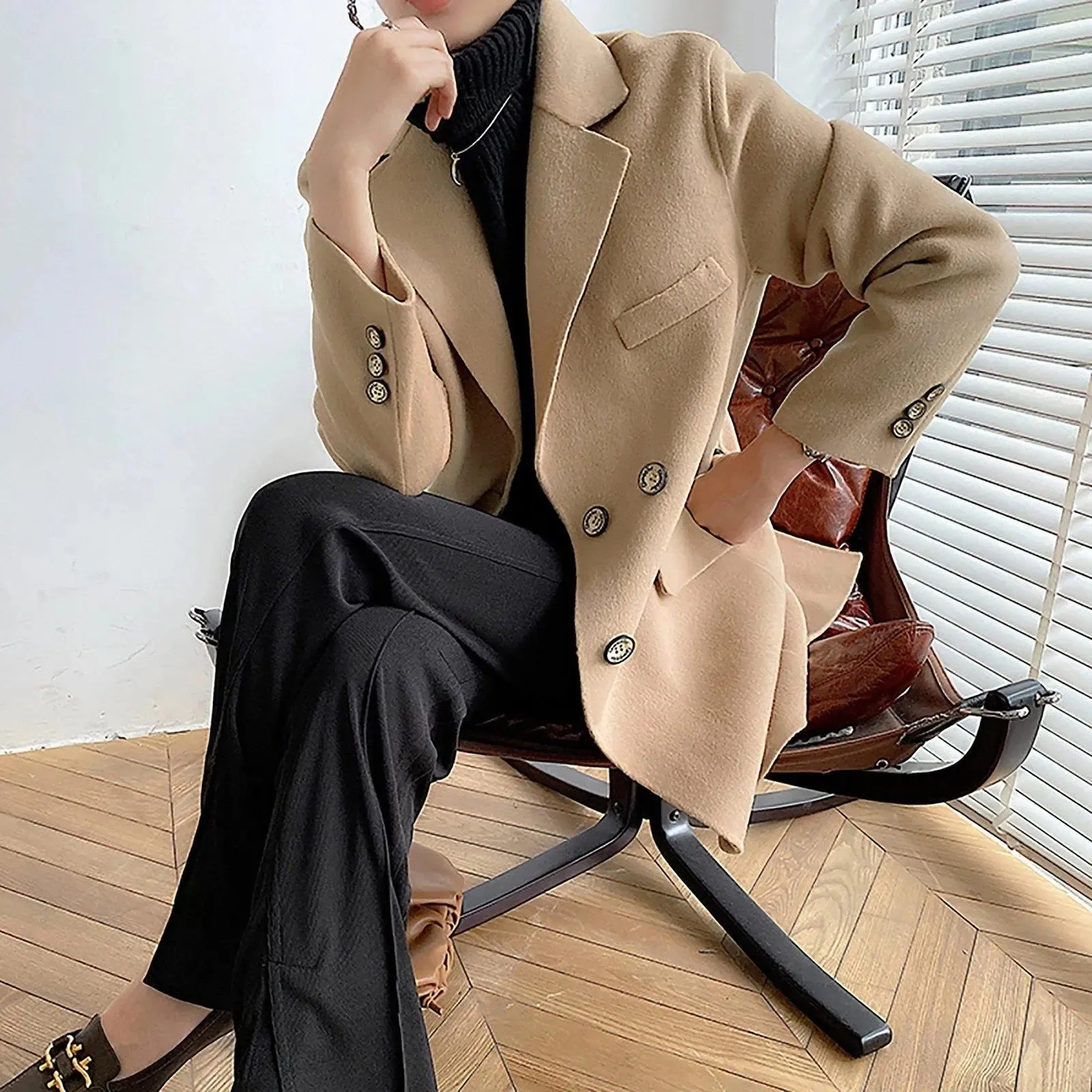 Women Wool Coat,Camel wool Suit Coat,Black Wool Blazer,Warm Coat,Thicken Wool Blazer Coat,Autumn Winter Woolen Suit,Oversize Blazer Suits