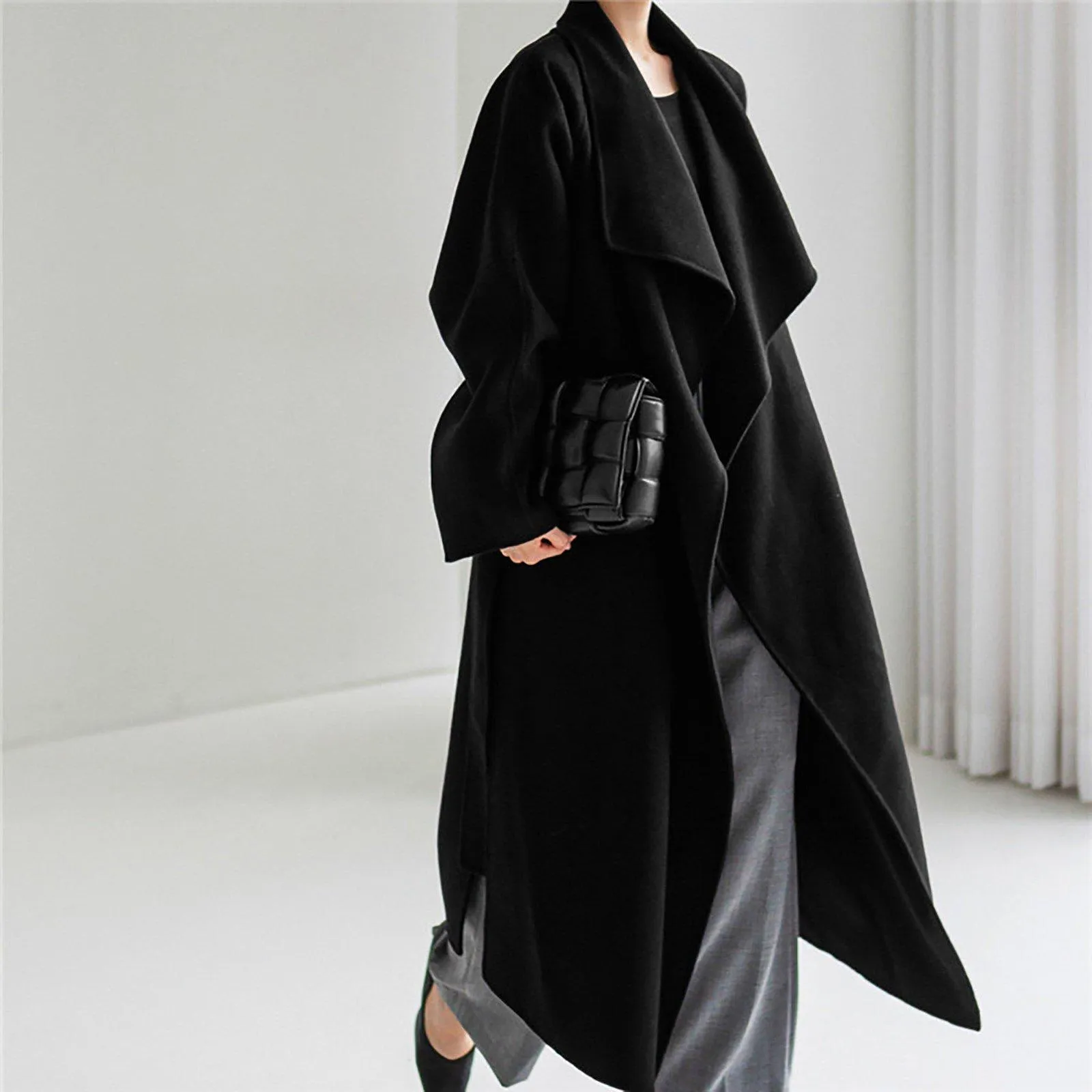 Women's Wool Wrap Coat,Gray Long Wool Coat,Belted Wool Overcoat,Camel Maxi Wool Coat,Blue Wool Long Coat,Plus size Coat,Black Long wool Coat