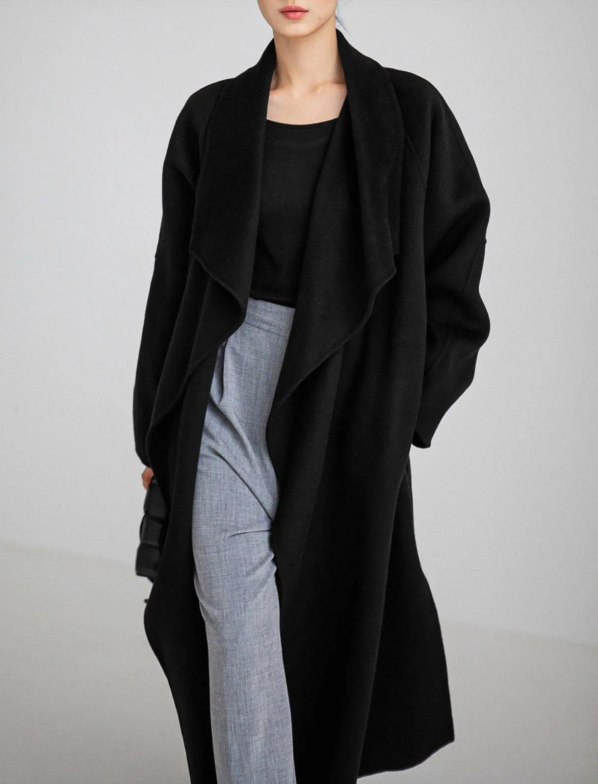 Women's Wool Wrap Coat,Gray Long Wool Coat,Belted Wool Overcoat,Camel Maxi Wool Coat,Blue Wool Long Coat,Plus size Coat,Black Long wool Coat