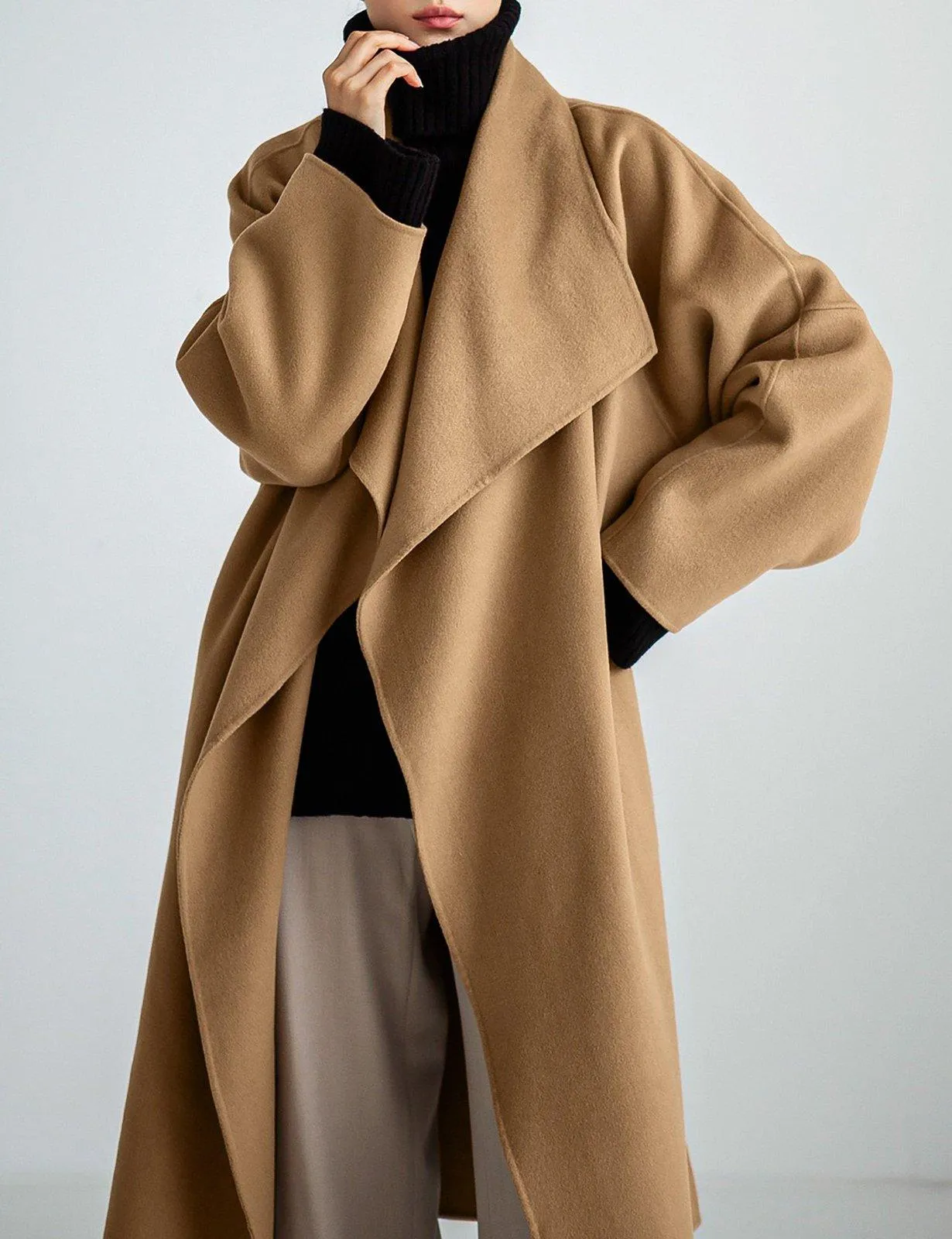 Women's Wool Wrap Coat,Gray Long Wool Coat,Belted Wool Overcoat,Camel Maxi Wool Coat,Blue Wool Long Coat,Plus size Coat,Black Long wool Coat