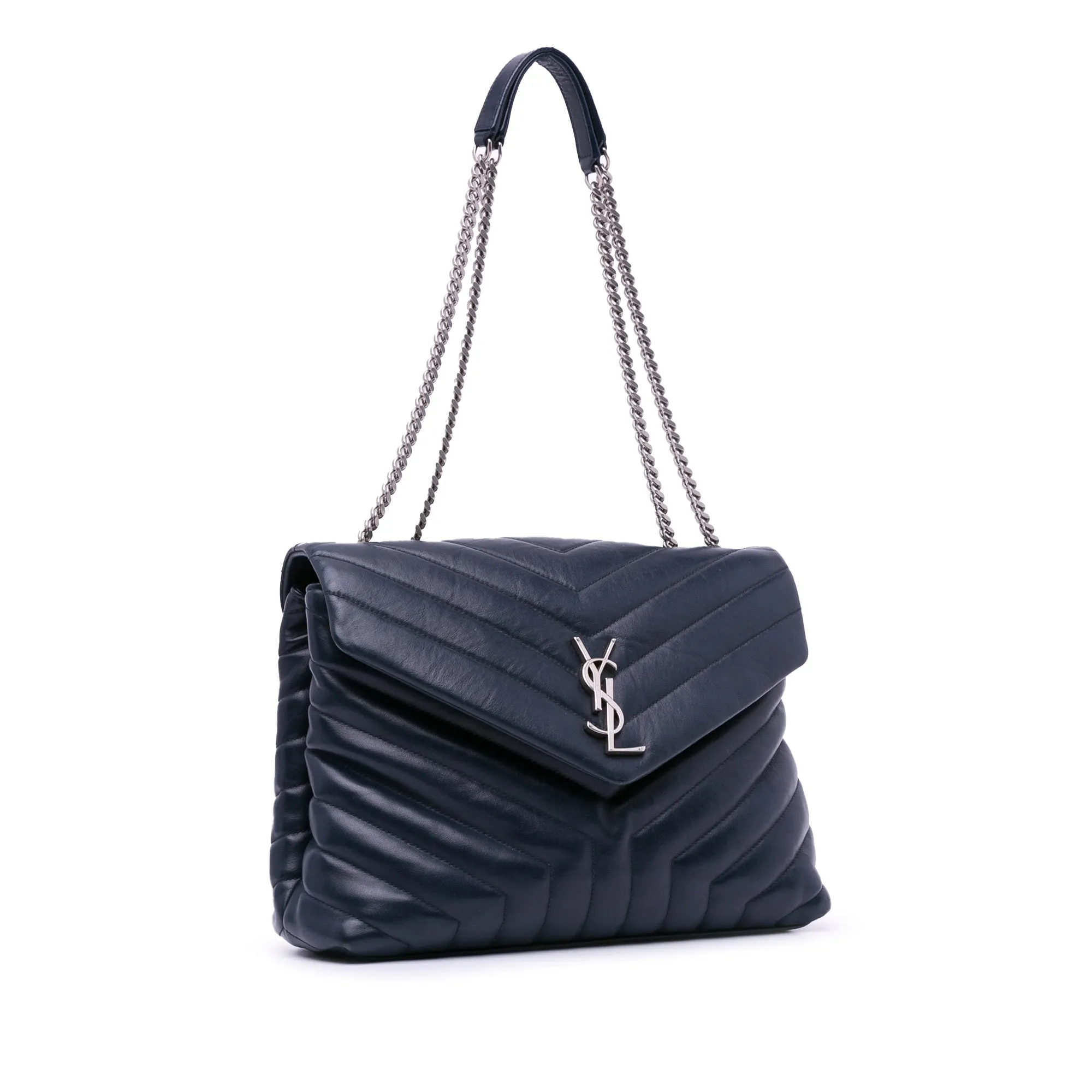 Yves Saint Laurent LouLou Medium Blue Quilted Leather Gold