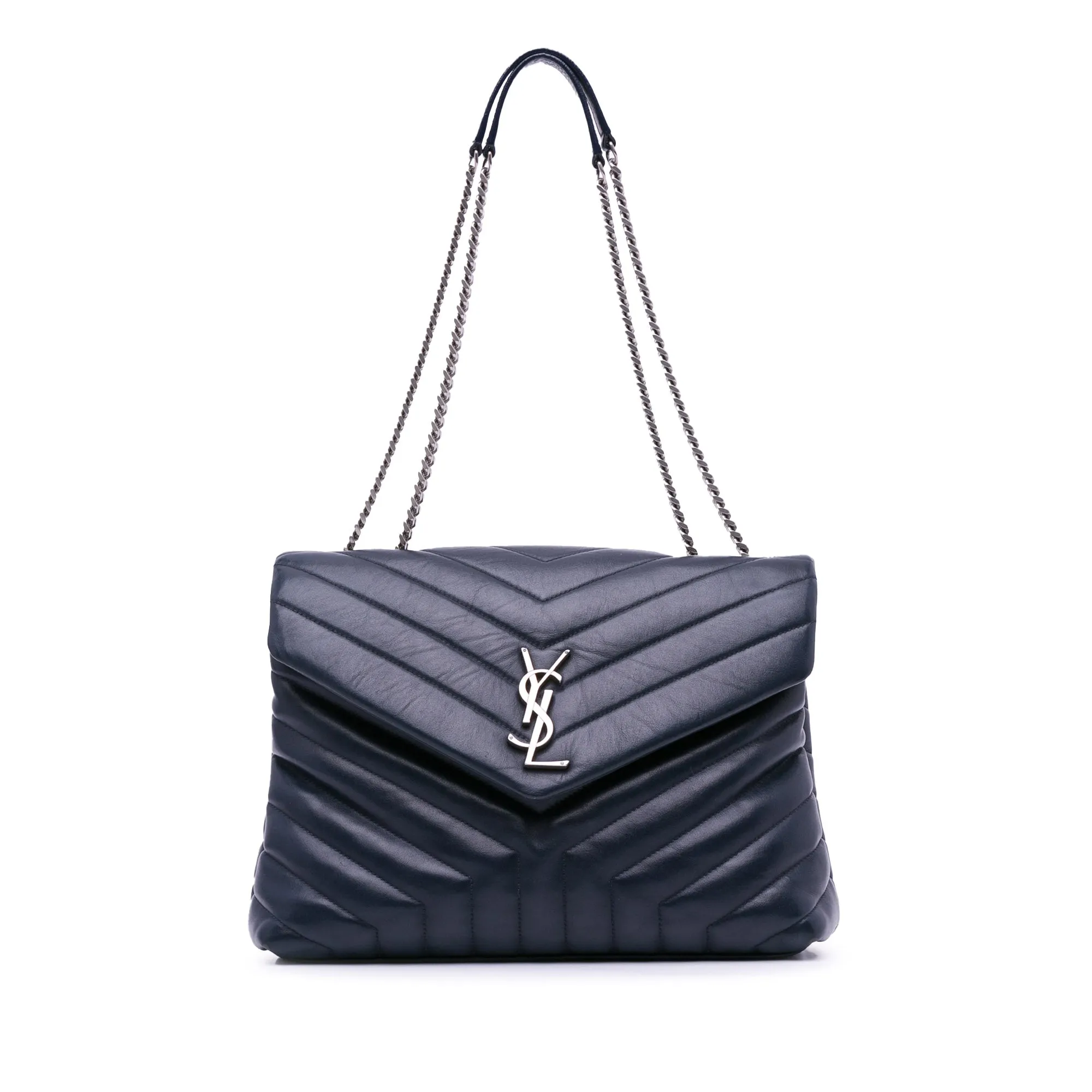 Yves Saint Laurent LouLou Medium Blue Quilted Leather Gold