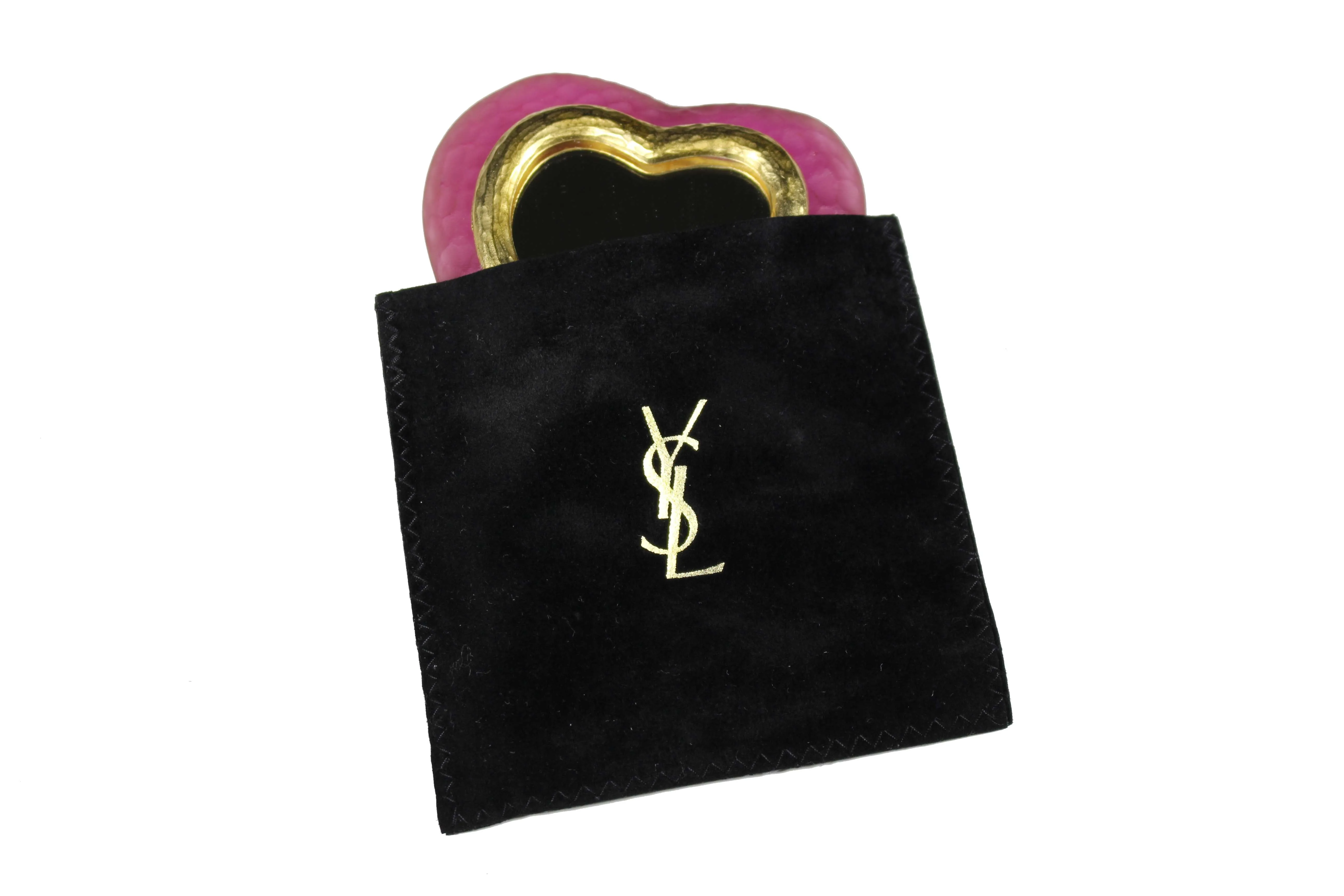 YVES SAINT LAURENT pink heart pocket mirror