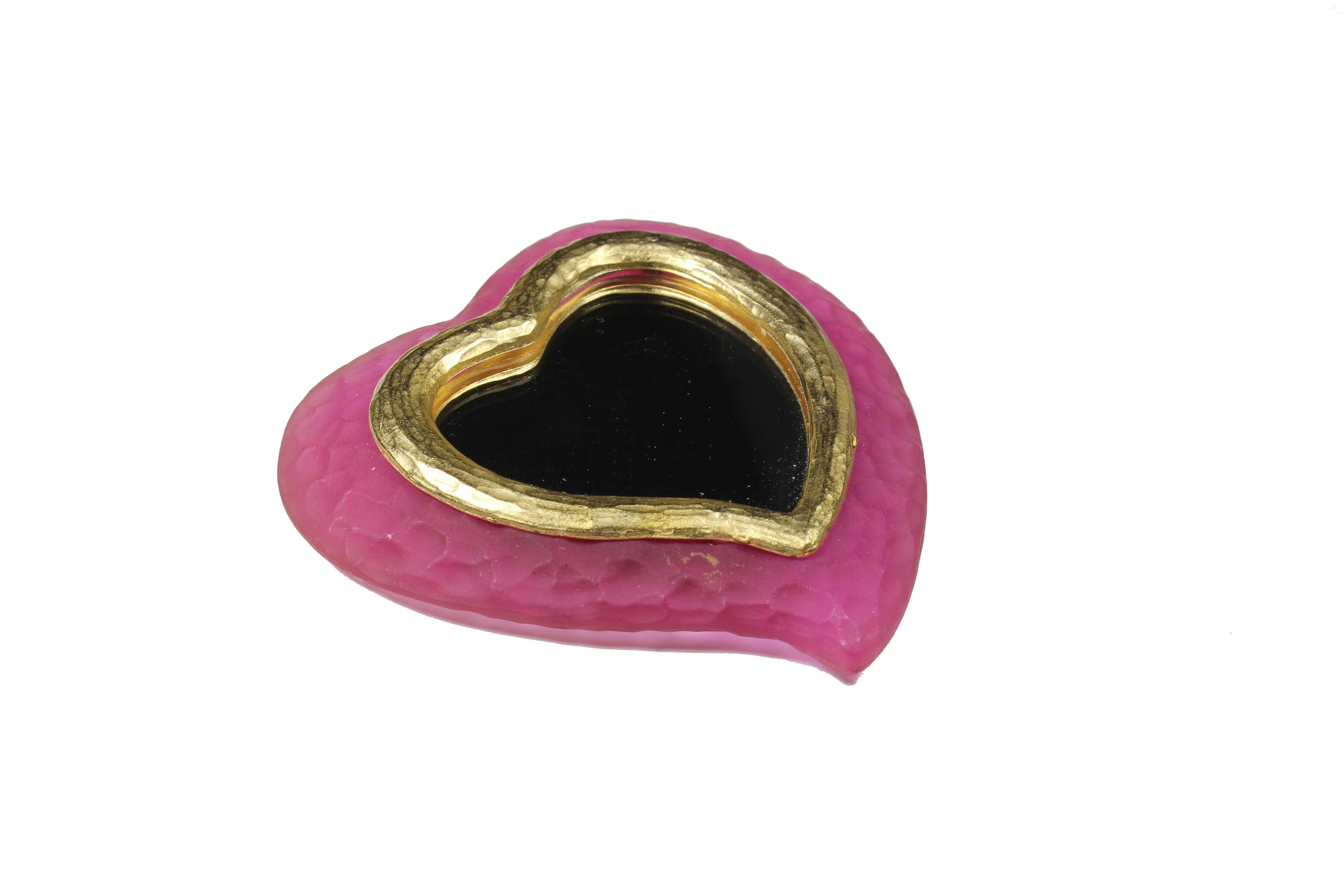 YVES SAINT LAURENT pink heart pocket mirror