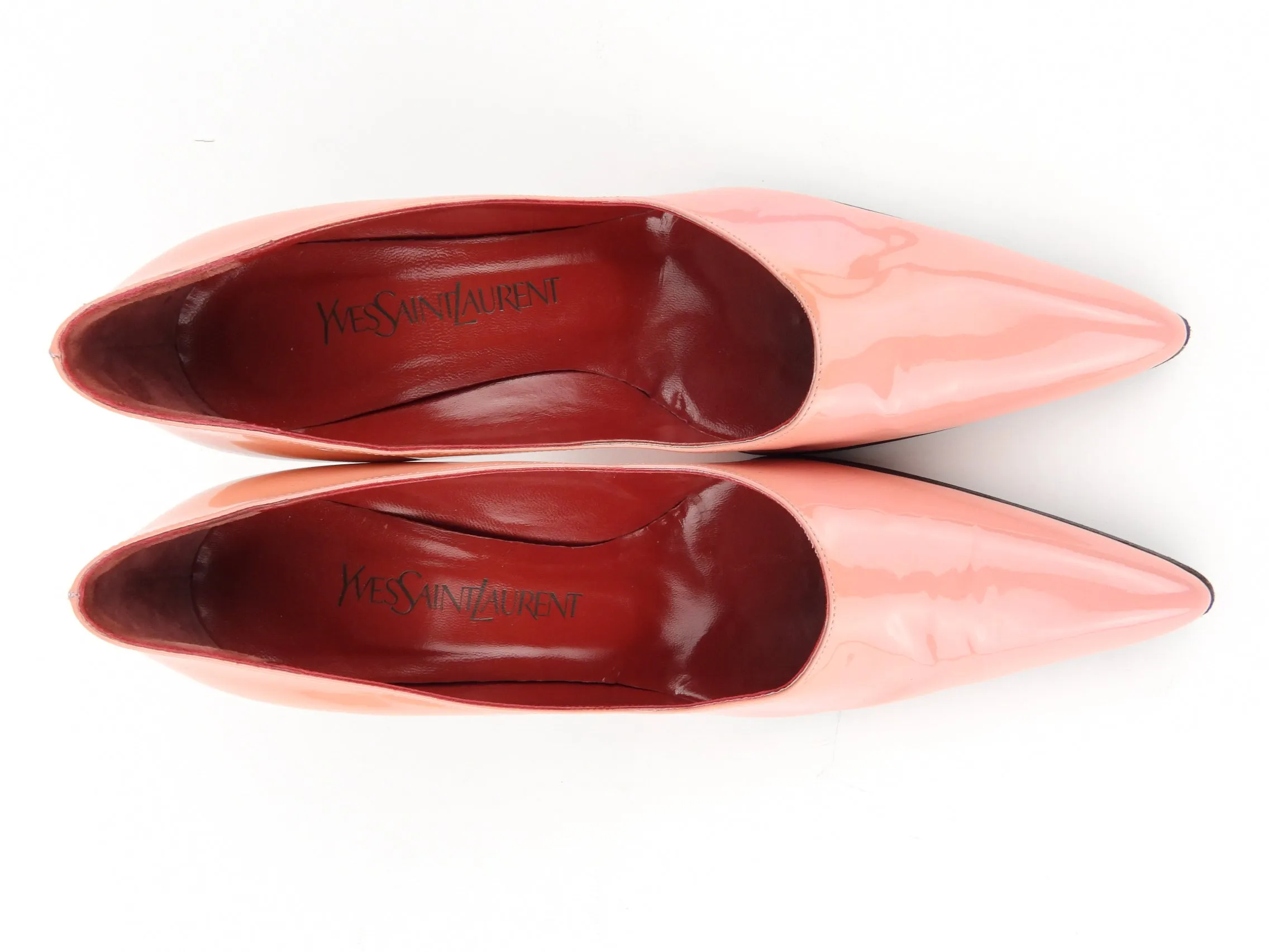 Yves Saint Laurent Pink Leather Cone Heel Pointed Toe Pumps - 38