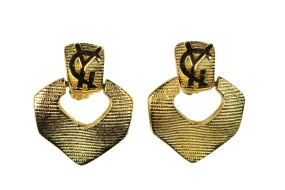 YVES SAINT LAURENT ribbed Logo earrings