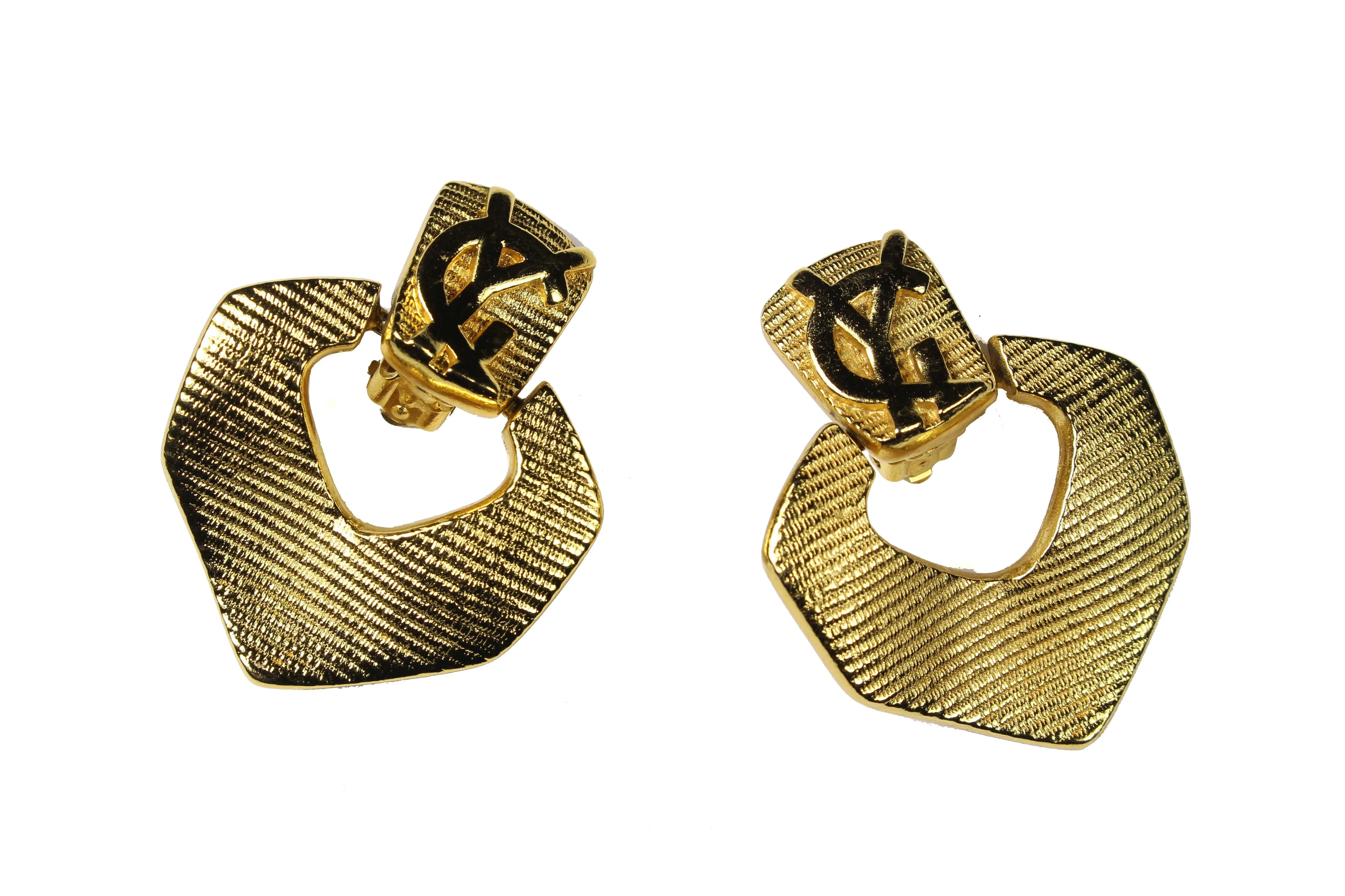 YVES SAINT LAURENT ribbed Logo earrings