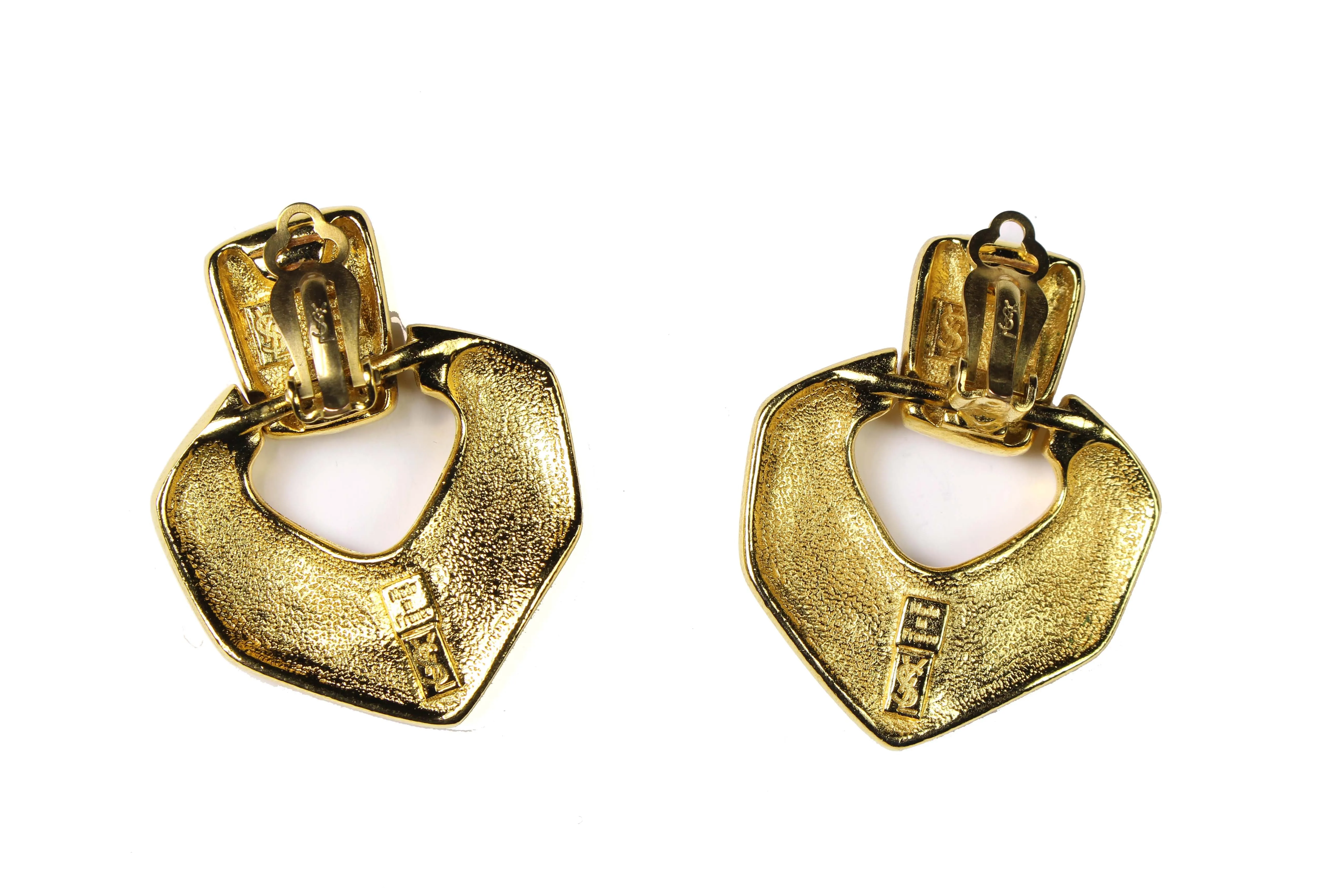 YVES SAINT LAURENT ribbed Logo earrings