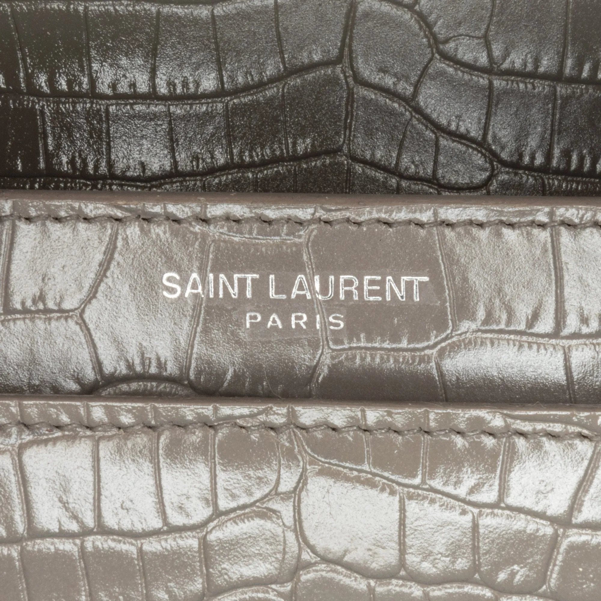 Yves Saint Laurent Sunset Medium Grey Croco Embossed Leather